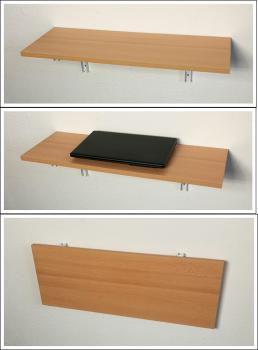 Klapptisch Wandregal Buche BEECH´16 Dekor mit Klappkonsole Stahl weiß