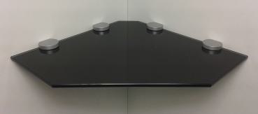 10 mm Glasregal Ecke PENTAGON 45x45 cm schwarz lackiertes  Glas mit Cliphalterung BASKET5