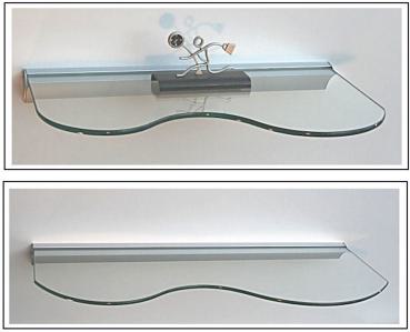 8 mm Glasregal KlarGlas Koala Welle mit Profil / Klemmleiste LINO8 in 50 cm und 80 cm