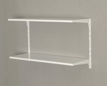 Wandregal-Set Office2 mit einreihigen Wandschienen und zwei Stahlfachböden 80x30 cm weiß inkl. Halter und Befestigung