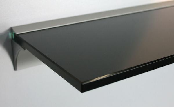 8 mm Glasregal schwarz lackiertes Glas ROYAL15 mit Profil / Klemmleiste LINO8