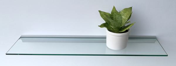 Wabdregal Klarglas 8 mm mit Wandprofil / Klemmleiste Aluminium silbern