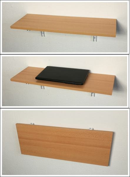 Klapptisch Wandregal Buche BEECH´16 Dekor mit Klappkonsole Stahl weiß