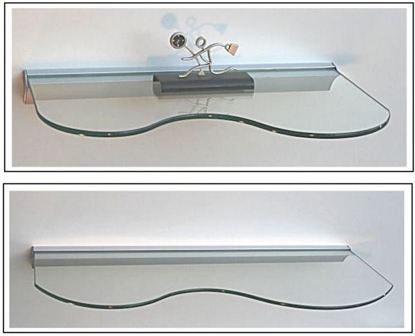 8 mm Glasregal KlarGlas Koala Welle mit Profil / Klemmleiste LINO8 in 50 cm und 80 cm