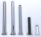 Stahlrohrfuß rund Ø 60 mm, Der Metallfuß wird über eine Anschraubplatte einfach, schnell und stabil mit der Tischplatte verbunden. Bei den verchromten Metallfüßen ist die Anschraubplatte schwarz.