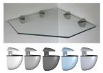 Glasregal ECKE Pentagon 55x55 cm Klarglas mit Clip MIDI in 5 Farben